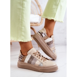 Zapatos Deportivos De Cuero En La Plataforma Maciejka 05482-04 Beige 4