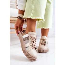 Zapatos Deportivos De Cuero En La Plataforma Maciejka 05482-04 Beige 3