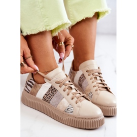 Zapatos Deportivos De Cuero En La Plataforma Maciejka 05482-04 Beige 7