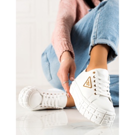 Goodin Zapatillas con cuero ecológico en la plataforma blanco 3