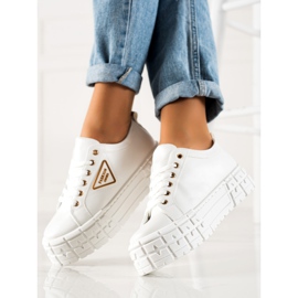 Goodin Zapatillas con cuero ecológico en la plataforma blanco 2