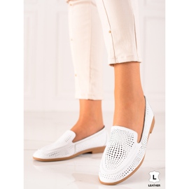 Goodin Mocasines de piel con estampado calado blanco 3