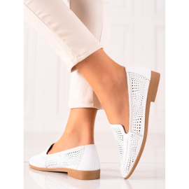 Goodin Mocasines de piel con estampado calado blanco 1 Goodin Mocasines de piel con estampado calado blanco 1