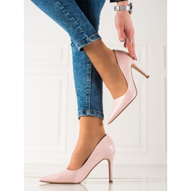 Goodin Tacones altos clásicos hechos de cuero ecológico. rosado 2
