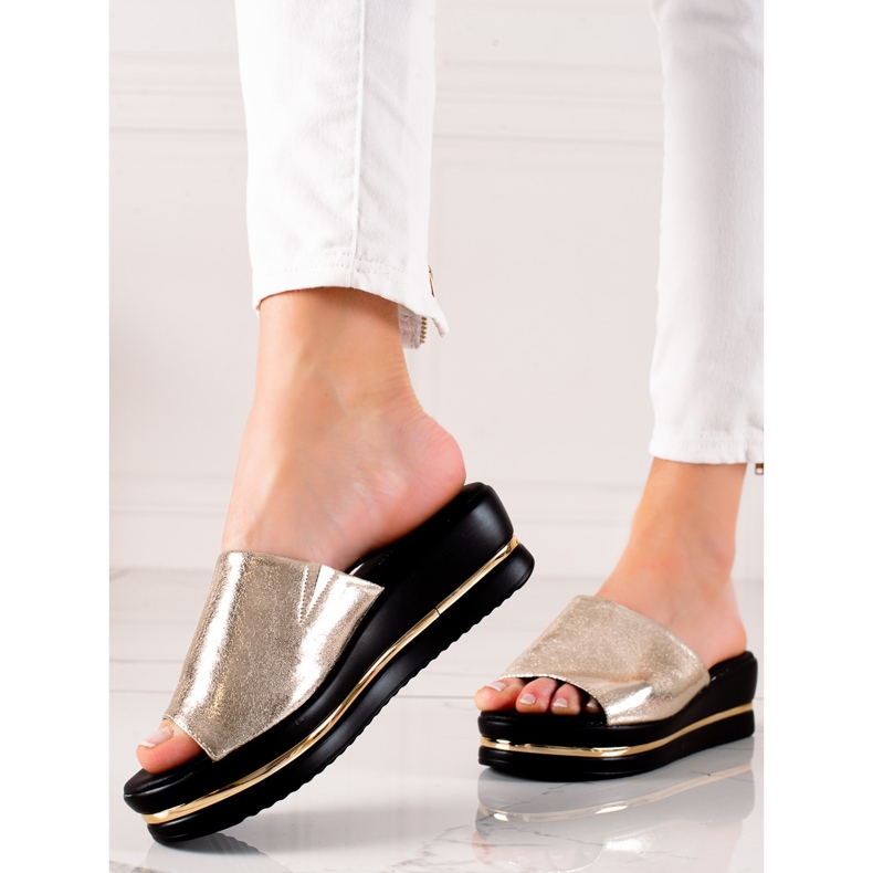 Goodin zapatillas brillantes en la plataforma dorado 1