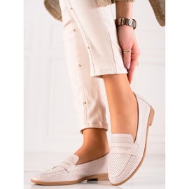 Goodin Señores de cuero calados beige 2