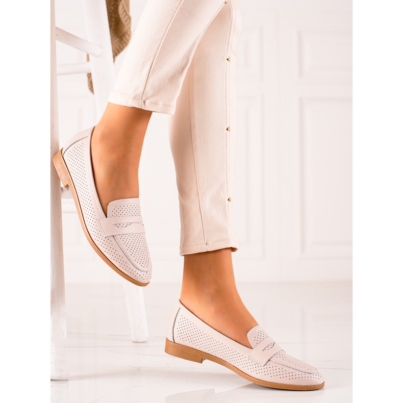 Goodin Señores de cuero calados beige 1