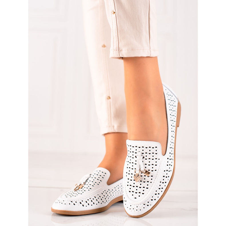 Goodin Mocasines De Piel Con Adorno blanco 1