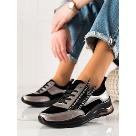 Goodin Zapatillas de cuero con cremallera negro 1