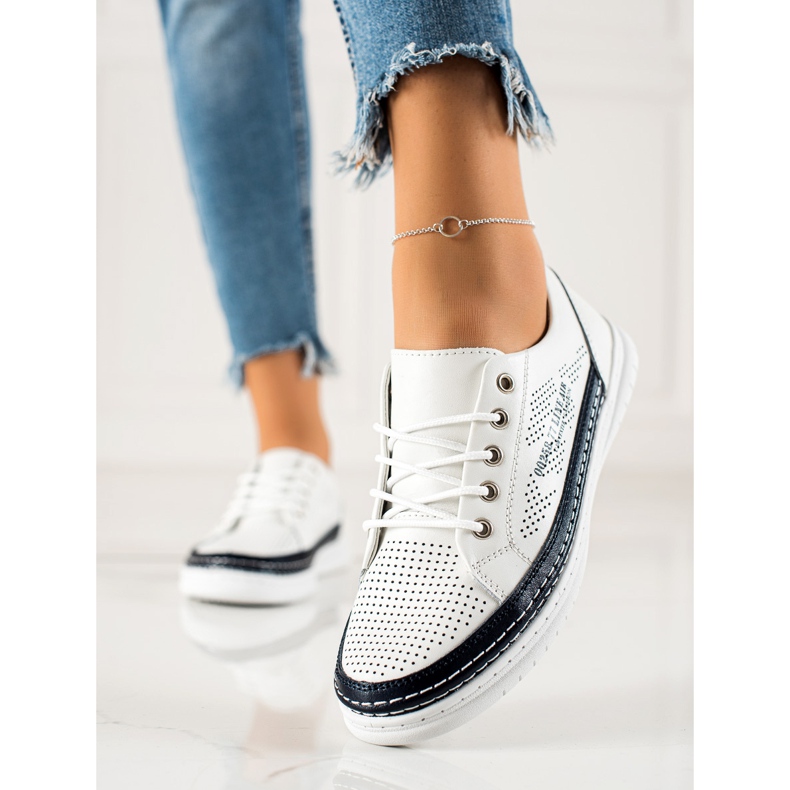 Goodin Zapatillas casual de cuero blanco 2