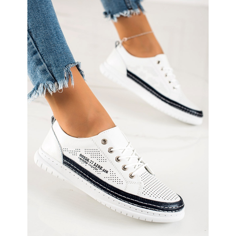 Goodin Zapatillas casual de cuero blanco 1