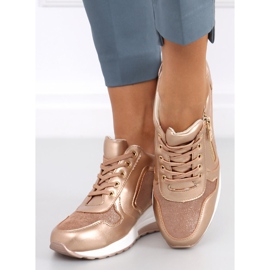 Zapatillas cuña champagne Bene Champagne rosado dorado 2