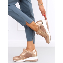 Zapatillas cuña champagne Bene Champagne rosado dorado 3