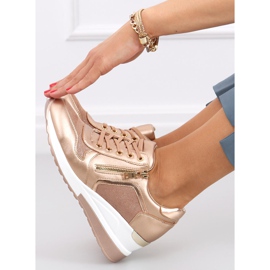 Zapatillas cuña champagne Bene Champagne rosado dorado 4