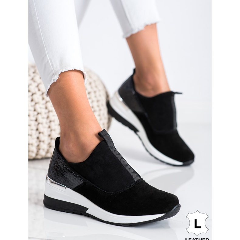 Filippo Zapatillas de piel sin cordones negro 1