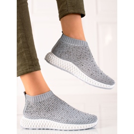 Goodin Zapatillas slip-on con cristales gris 2