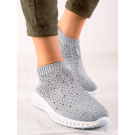 Goodin Zapatillas slip-on con cristales gris 3