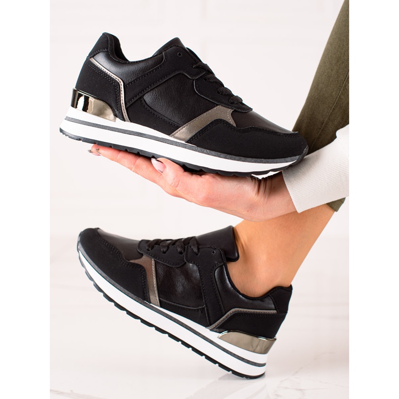 TRENDI Zapatillas negras en la plataforma negro 1