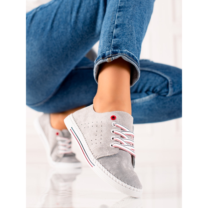 Filippo Zapatillas clásicas de cuero gris 2