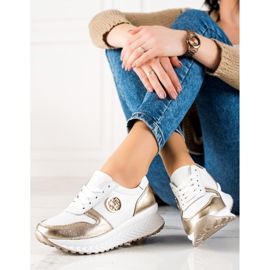 Filippo Zapatillas clásicas de cuero blanco dorado 3