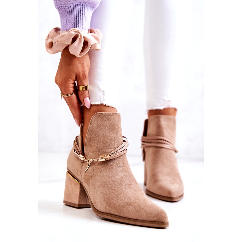 PS1 Botas Cowboy Inessa De Ante Beige Oscuro Con Rayas 1