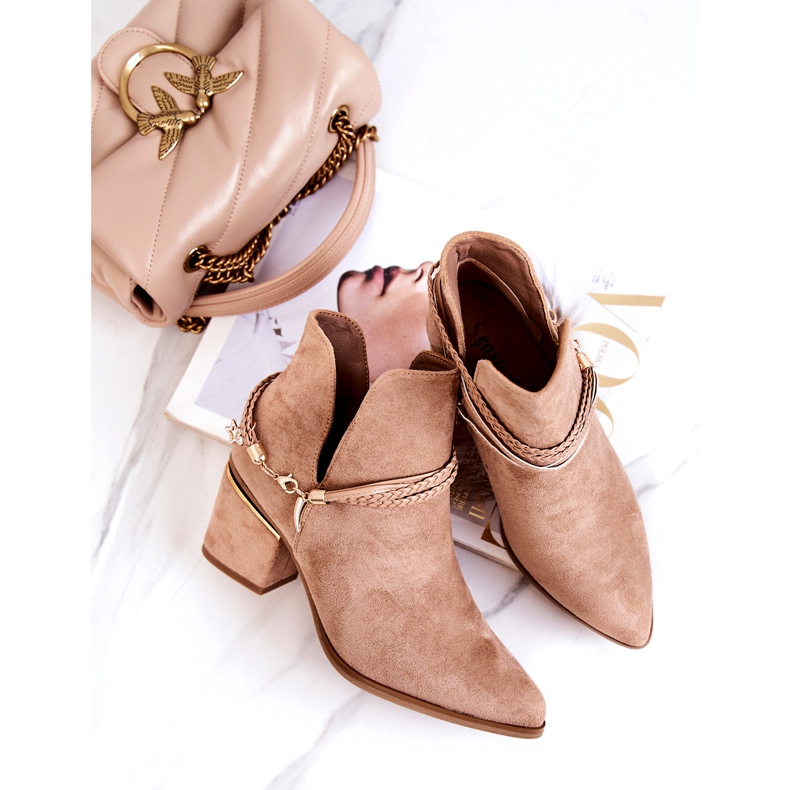 PS1 Botas Cowboy Inessa De Ante Beige Oscuro Con Rayas 5