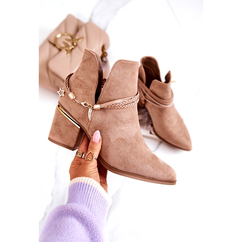 PS1 Botas Cowboy Inessa De Ante Beige Oscuro Con Rayas 6
