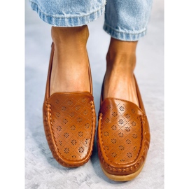 Mocasines mujer Cukki Camel calados marrón 4