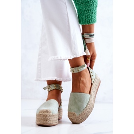 FB2 Sandalias Alpargatas Lillian Verde Con Chorros 7