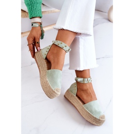 FB2 Sandalias Alpargatas Lillian Verde Con Chorros 5