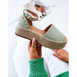 FB2 Sandalias Alpargatas Lillian Verde Con Chorros 6