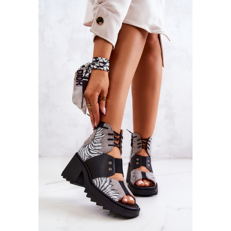 Maciejka 05321-03 Botines de Cuero Gris y Negro plata 1