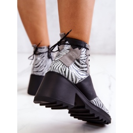 Maciejka 05321-03 Botines de Cuero Gris y Negro plata 4