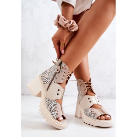 Botas De Cuero Con Cremallera Maciejka 05321-04 Beige 4
