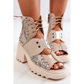 Botas De Cuero Con Cremallera Maciejka 05321-04 Beige 1