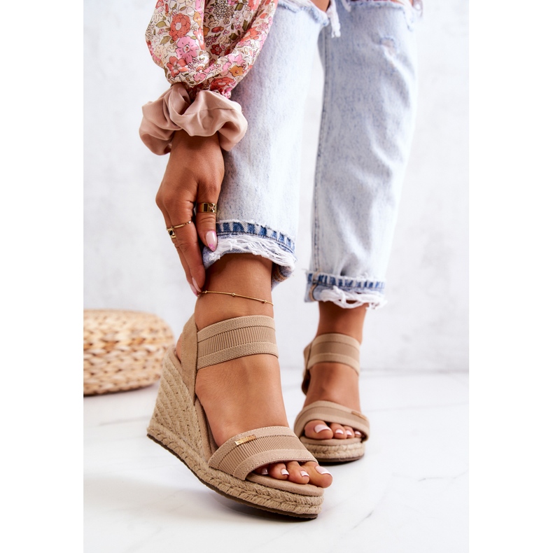 Sandalias Mujer Con Cuña Big Star JJ274978 Beige 1