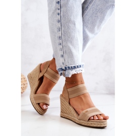 Sandalias Mujer Con Cuña Big Star JJ274978 Beige 4