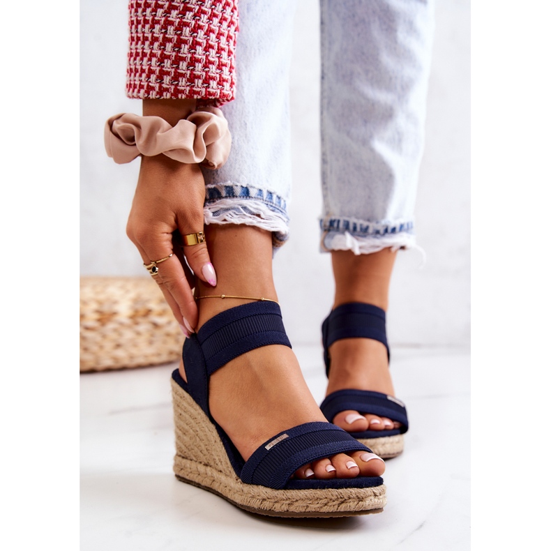 Sandalias Mujer Con Cuña Big Star JJ274977 Azul Marino 1