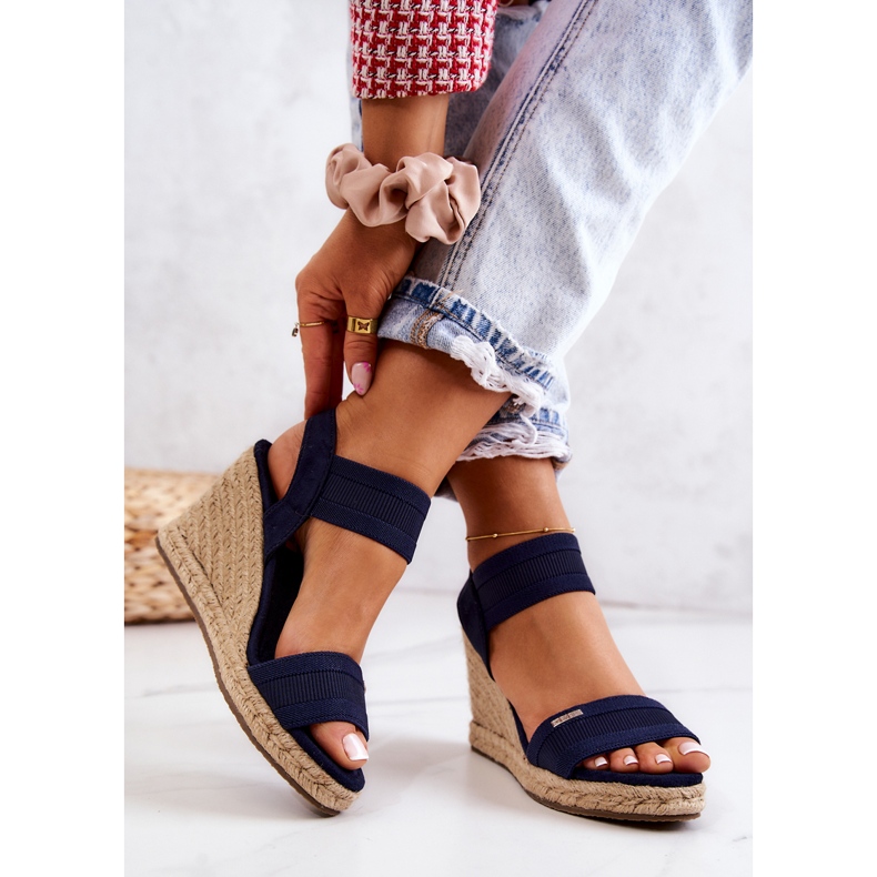 Sandalias Mujer Con Cuña Big Star JJ274977 Azul Marino 2