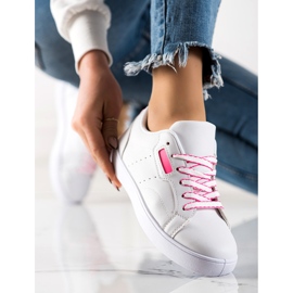 TRENDI Zapatillas clásicas con cordones blanco rosado 3