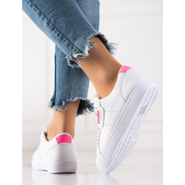 TRENDI Zapatillas clásicas con cordones blanco rosado 4