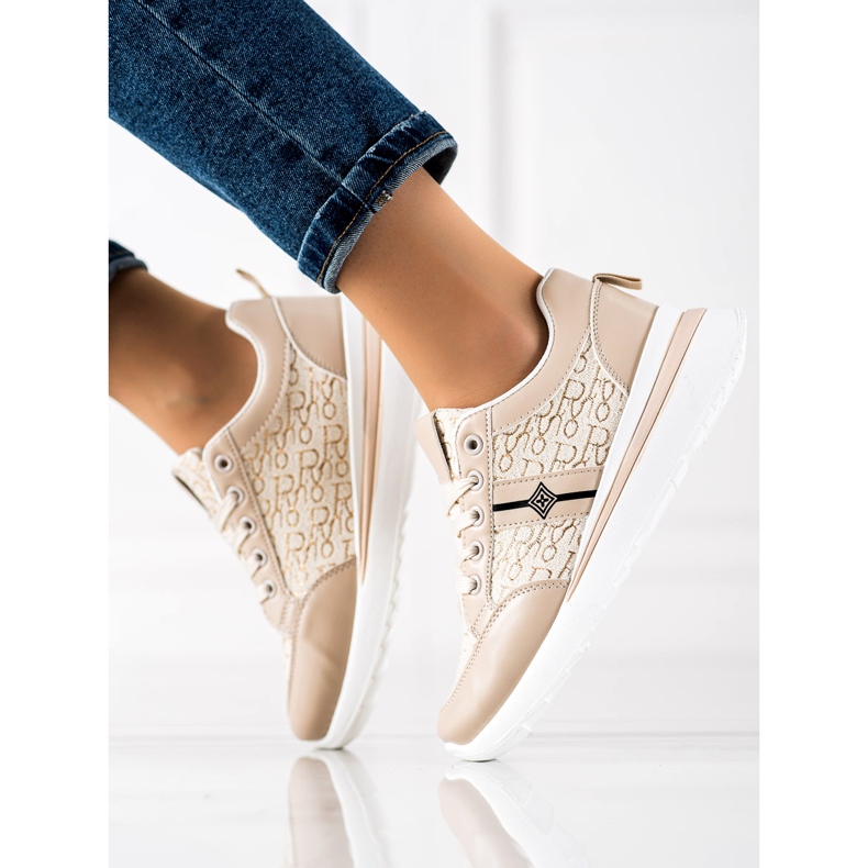 TRENDI Zapatillas con estilo beige marrón 1