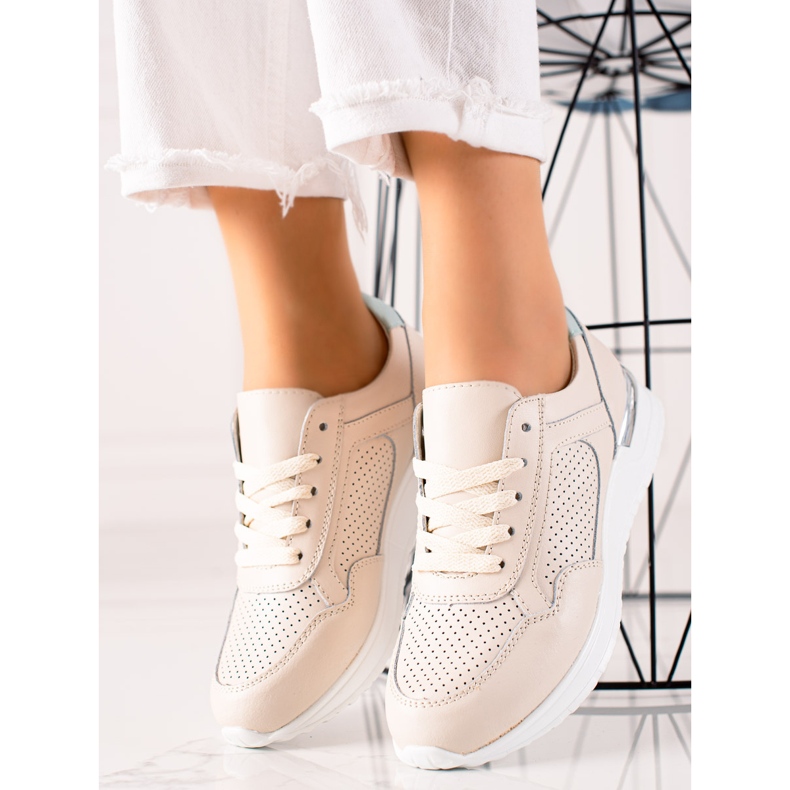 Zapatillas de piel VINCEZA beige 1