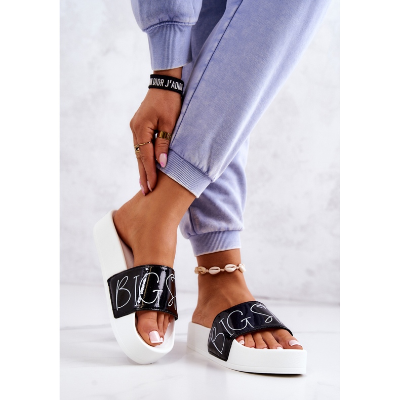 Pantuflas Mujer Goma Big Star JJ274A276 Blanco y Negro 2