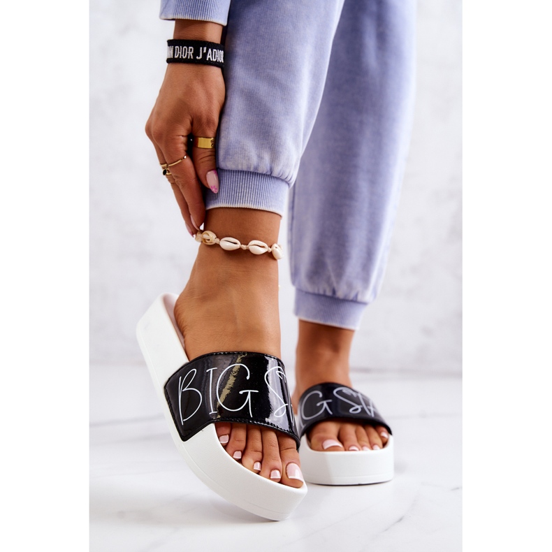 Pantuflas Mujer Goma Big Star JJ274A276 Blanco y Negro 1