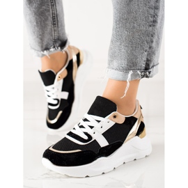 TRENDI Zapatillas con estilo negro dorado 1