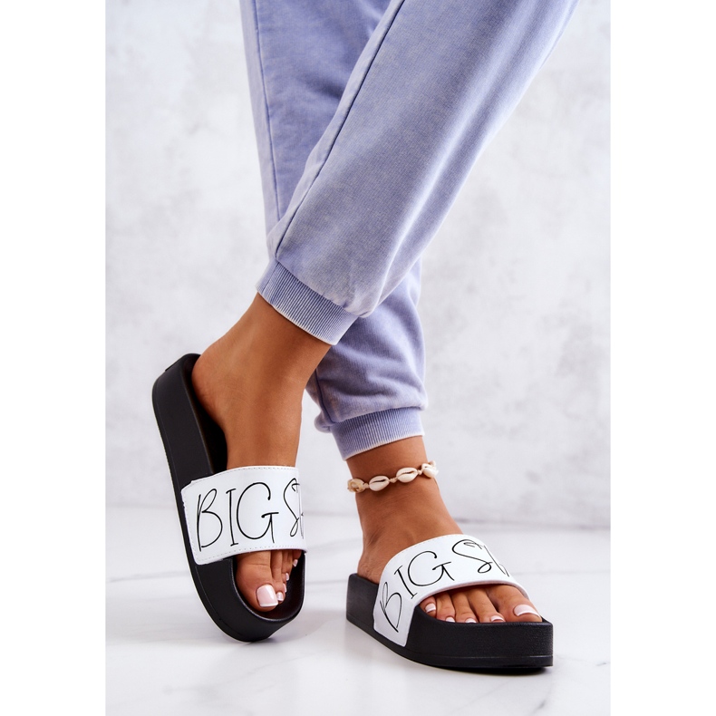 Pantuflas Mujer Goma Big Star JJ274A275 Blanco y Negro 2