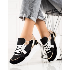 TRENDI Zapatillas con estilo negro dorado 2