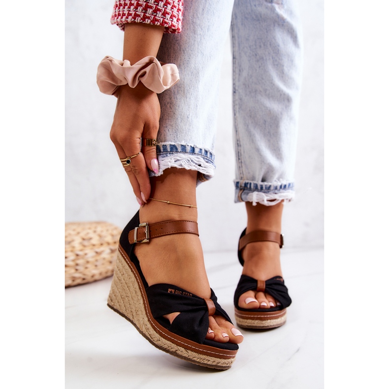 Sandalias Mujer Con Cuña Big Star JJ274937 Negro 2