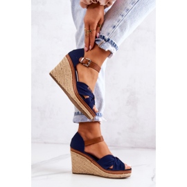 Sandalias Mujer Con Cuña Big Star JJ274938 Azul Marino 4
